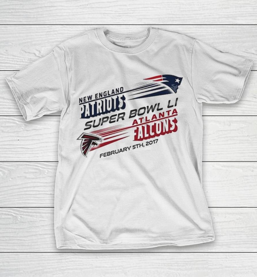 New England Patriots Vs. Atlanta Falcons Super Bowl Li Dueling Revolution Roster T-Shirt