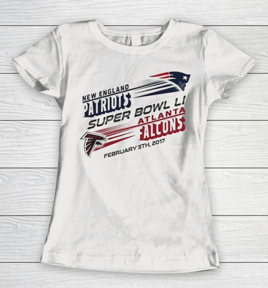 New England Patriots Vs. Atlanta Falcons Super Bowl Li Dueling Revolution Roster Women T-Shirt