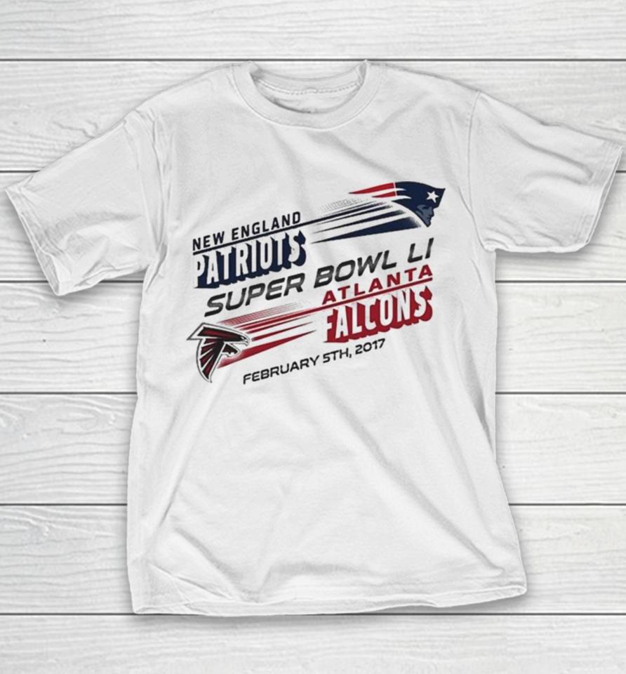 New England Patriots Vs. Atlanta Falcons Super Bowl Li Dueling Revolution Roster Youth T-Shirt