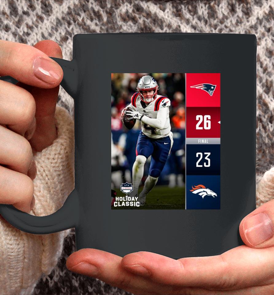 New England Patriots Win 20 14 Denver Broncos 2023 Nfl Game Final Score Coffee Mug