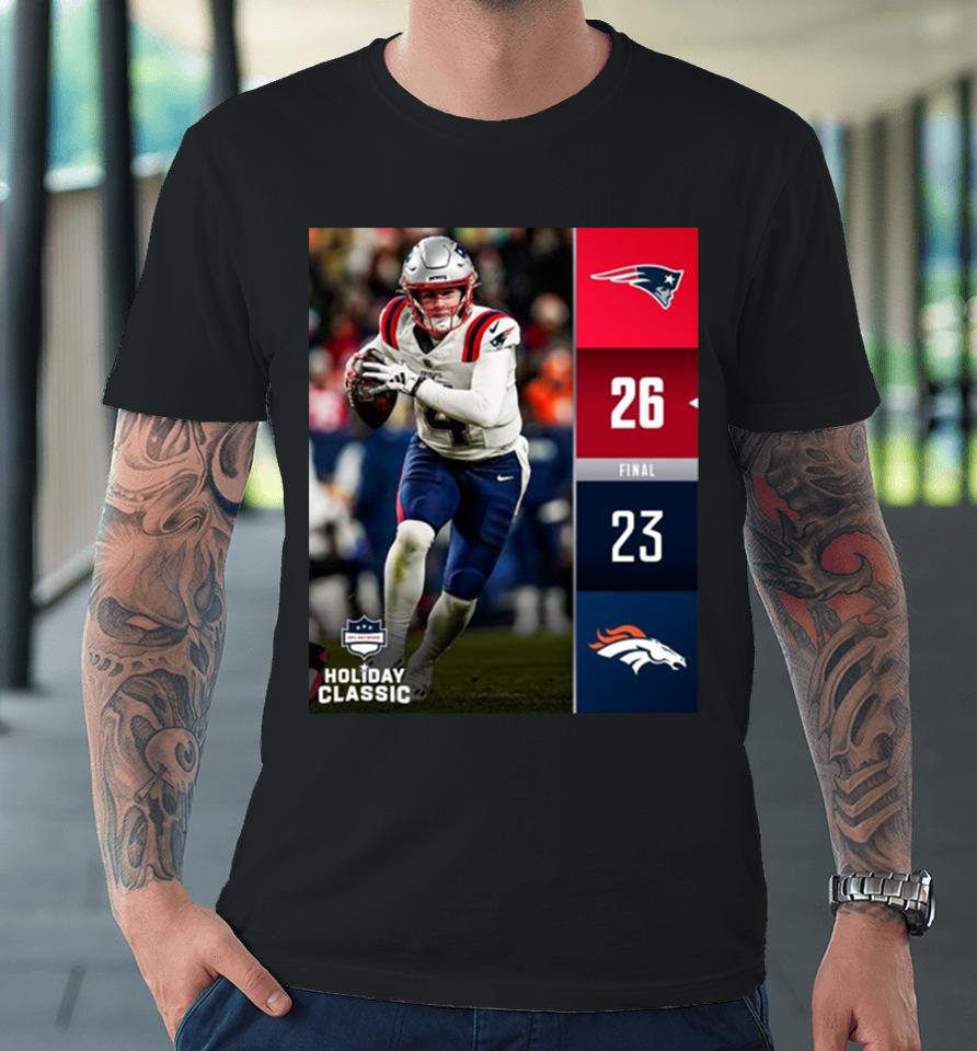 New England Patriots Win 20 14 Denver Broncos 2023 Nfl Game Final Score Premium T-Shirt