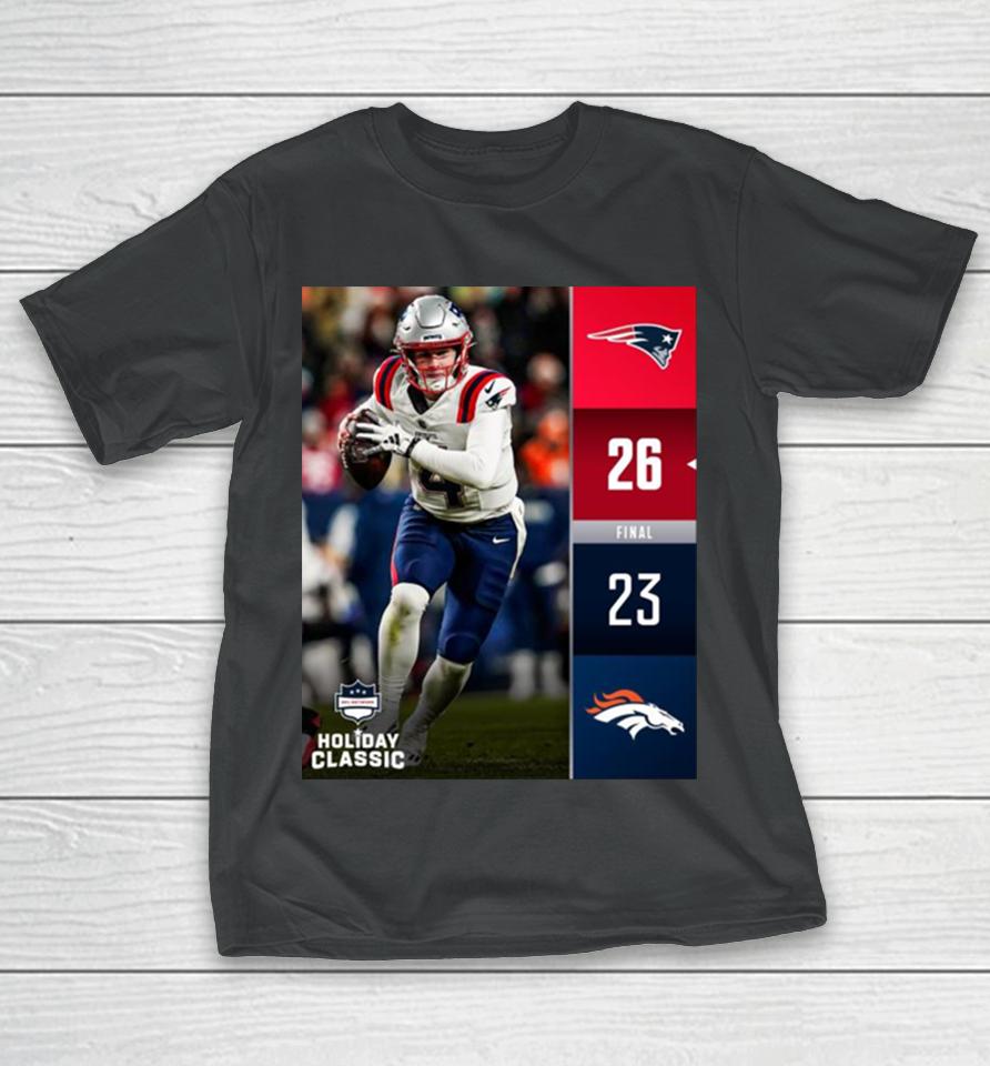 New England Patriots Win 20 14 Denver Broncos 2023 Nfl Game Final Score T-Shirt