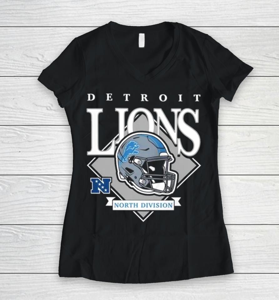 New Era Blue Detroit Lions Team Logo 2023 Women V-Neck T-Shirt