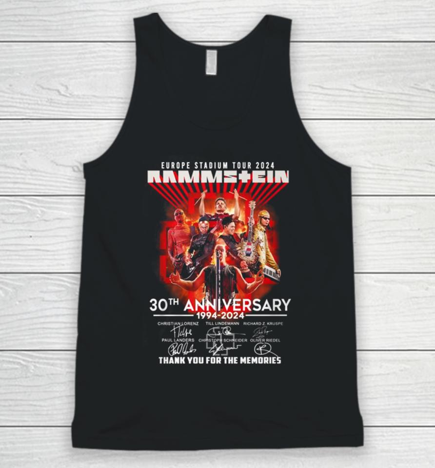 New Europe Stadium Tour Rammstein 30Th Anniversary Thank You For The Memories Unisex Tank Top