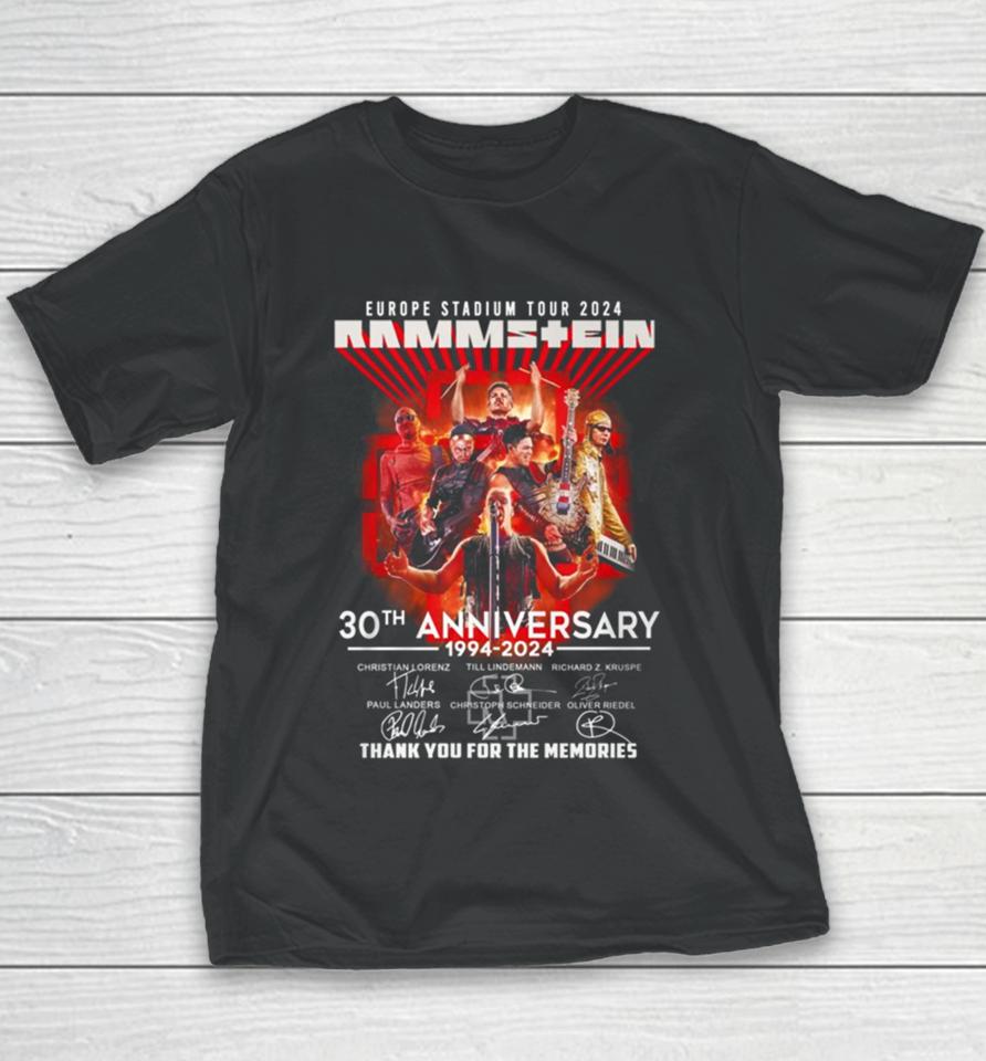 New Europe Stadium Tour Rammstein 30Th Anniversary Thank You For The Memories Youth T-Shirt