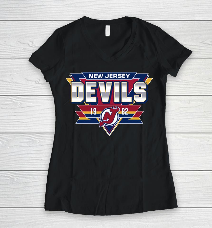 New Jersey Devils 1982 Reverse Retro 2 0 Fresh Playmaker Women V-Neck T-Shirt