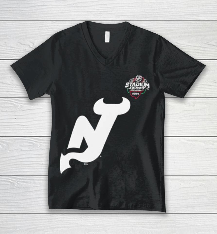 New Jersey Devils 2024 Nhl Stadium Series Black Unisex V-Neck T-Shirt