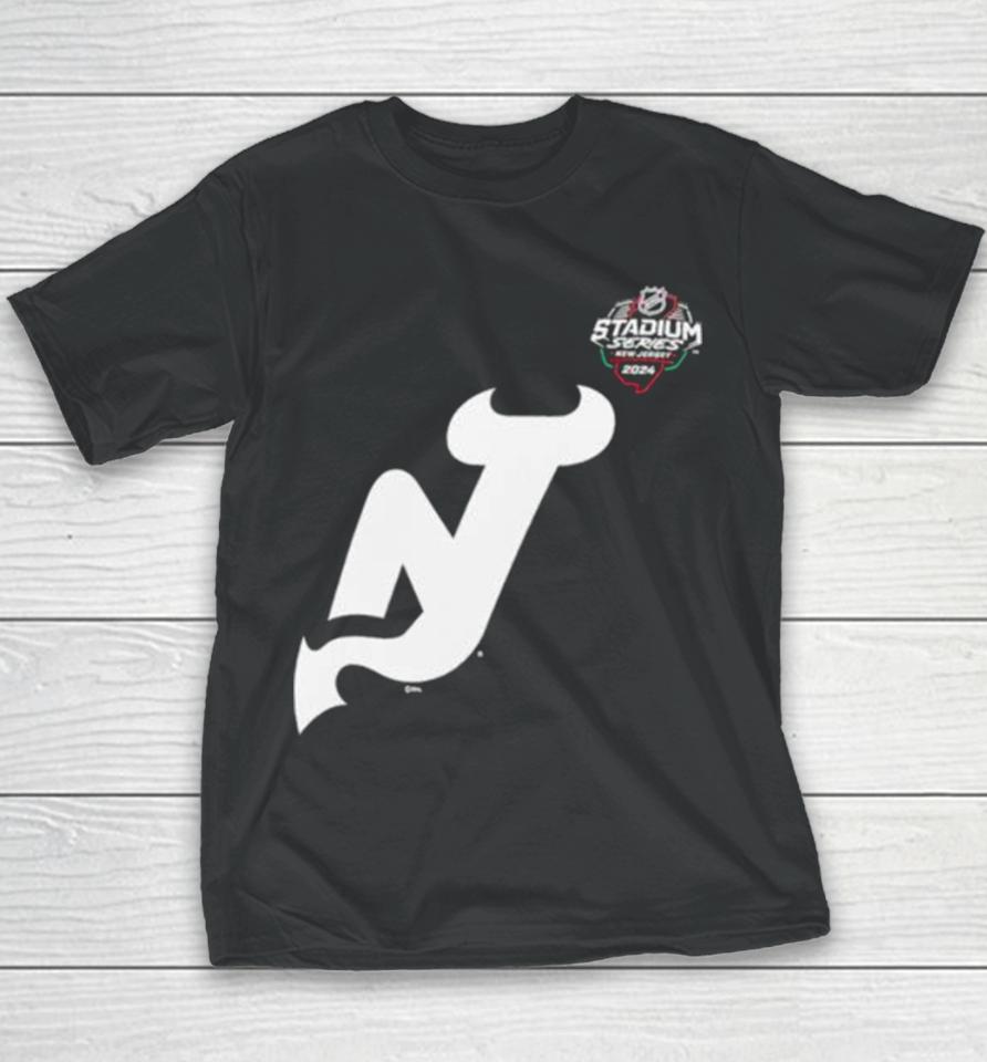 New Jersey Devils 2024 Nhl Stadium Series Black Youth T-Shirt