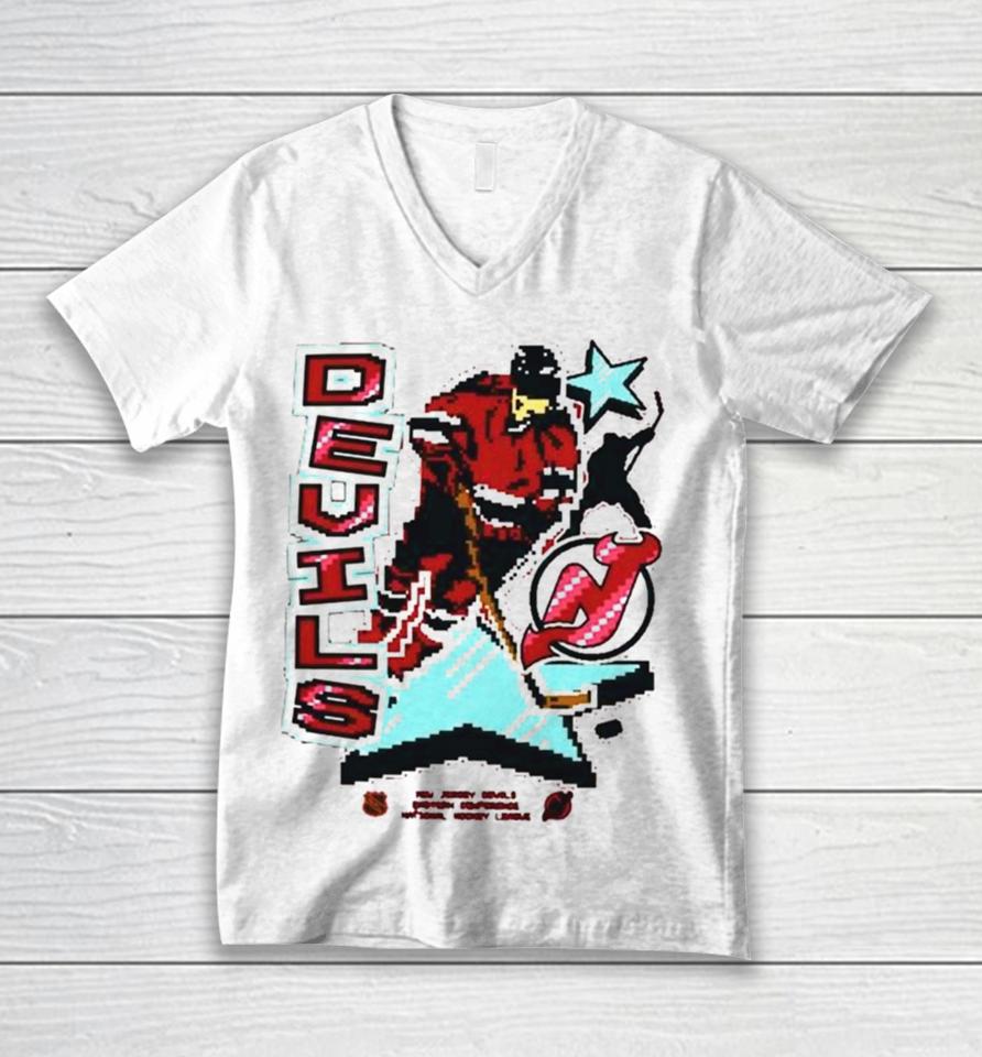 New Jersey Devils Eastern Conference National Hockey League Lamplighter Franklin Unisex V-Neck T-Shirt