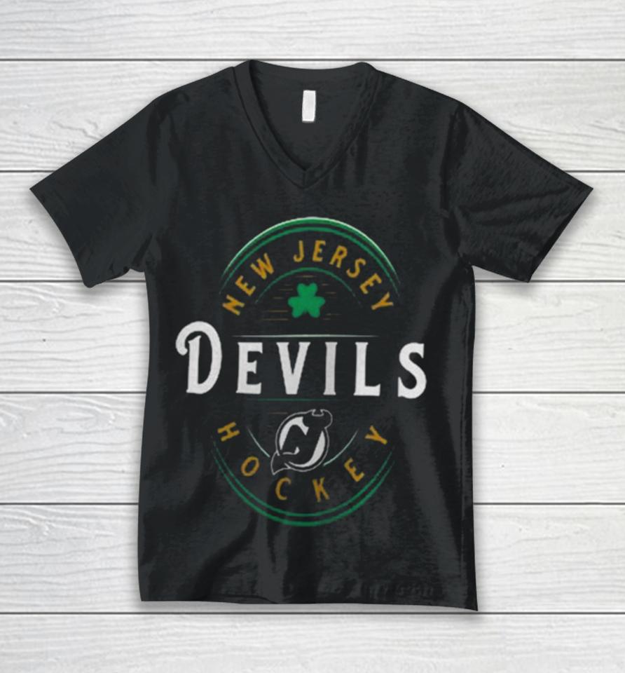 New Jersey Devils Fanatics Branded St. Patrick’s Day Forever Lucky Unisex V-Neck T-Shirt