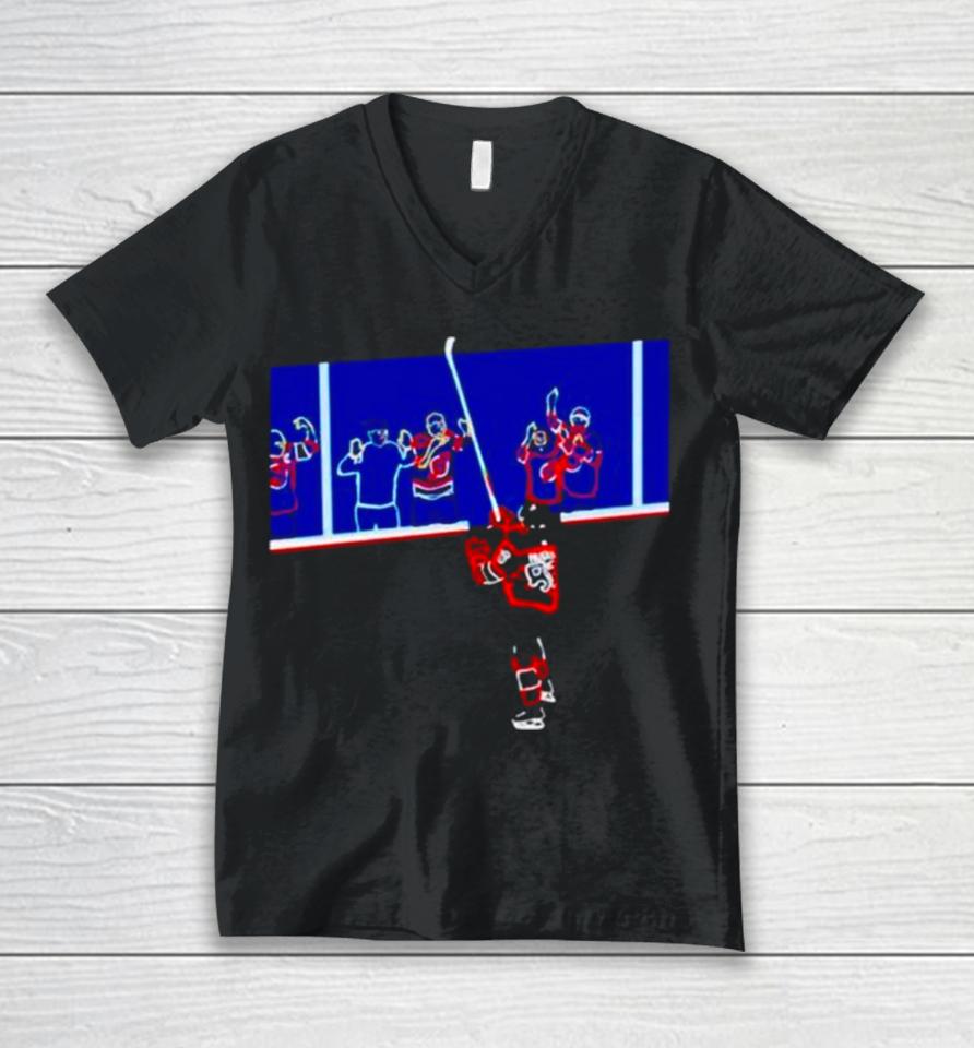 New Jersey Devils Jack Hughes Celly Unisex V-Neck T-Shirt