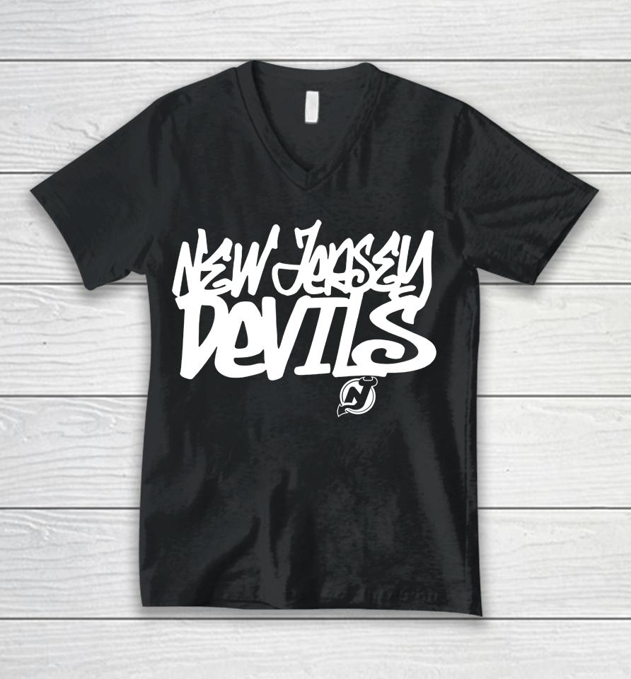 New Jersey Devils Levelwear Red Richmond Graffiti Unisex V-Neck T-Shirt