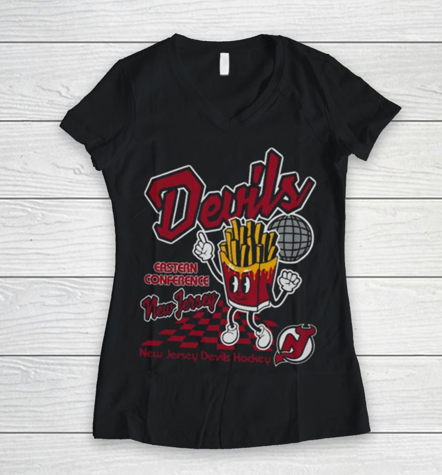 New Jersey Devils Mitchell &Amp; Ness Youth Concession Stand Women V-Neck T-Shirt