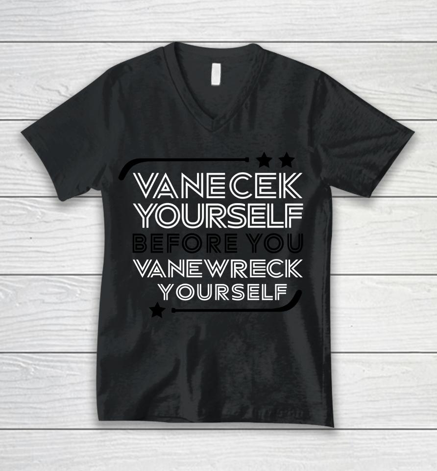 New Jersey Devils Vanecek Yourself Before You Vanewreck Youself Unisex V-Neck T-Shirt