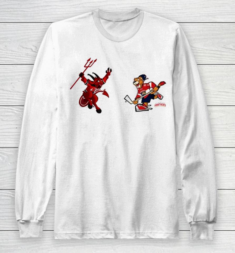 New Jersey Devils Vs Florida Panthers Nhl 2024 Mascot Cartoon Hockey Long Sleeve T-Shirt