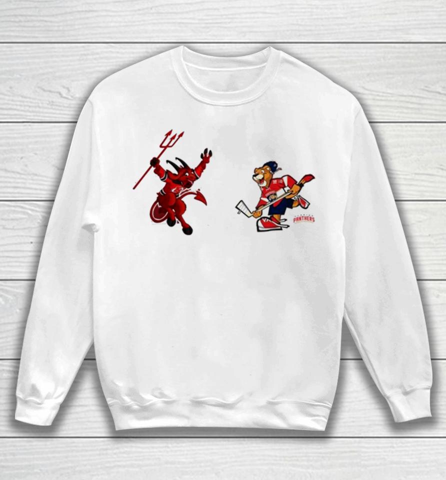 New Jersey Devils Vs Florida Panthers Nhl 2024 Mascot Cartoon Hockey Sweatshirt