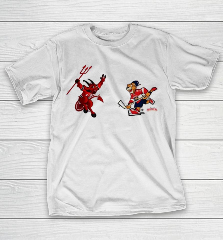 New Jersey Devils Vs Florida Panthers Nhl 2024 Mascot Cartoon Hockey T-Shirt