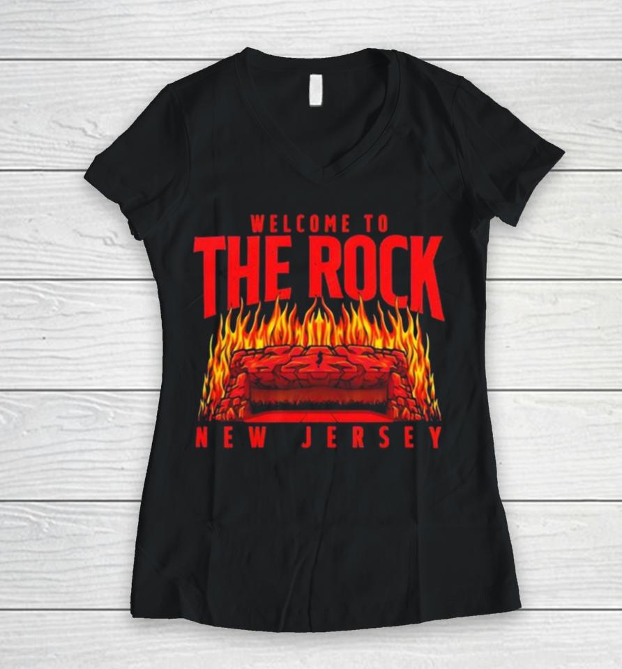 New Jersey Devils Welcome To The Rock Raise Hell Women V-Neck T-Shirt