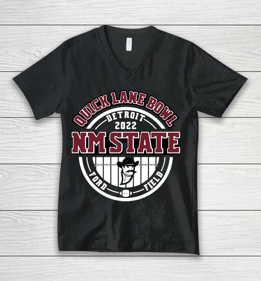 New Mexico State 575 Quick Lane Bowl Detroit Bound Unisex V-Neck T-Shirt
