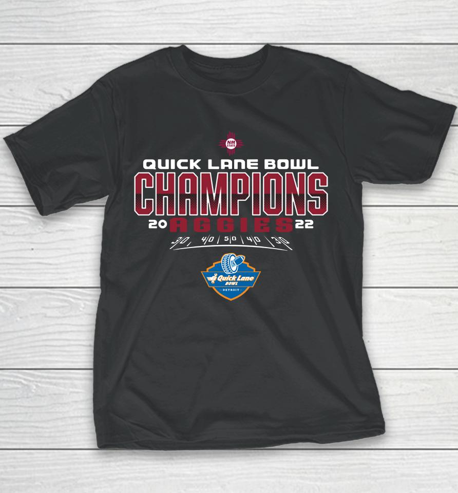 New Mexico State Ncaa 2022 Quick Lane Bowl Champions Youth T-Shirt