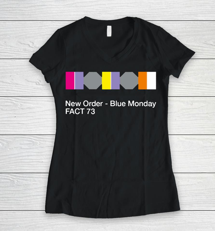 New Order Blue Monday Fact 73 Women V-Neck T-Shirt