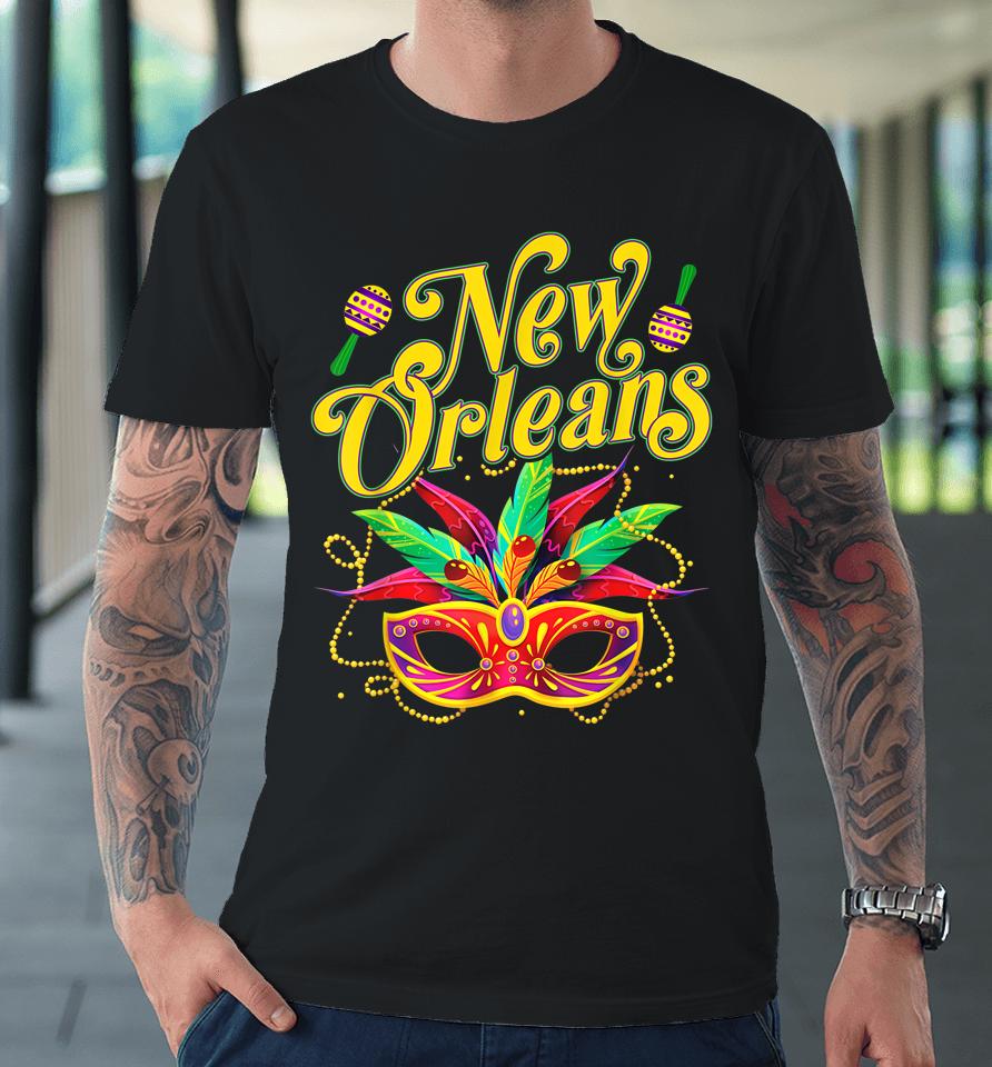 New Orleans Mardi Gras Souvenir Mask Women Carnival Premium T-Shirt