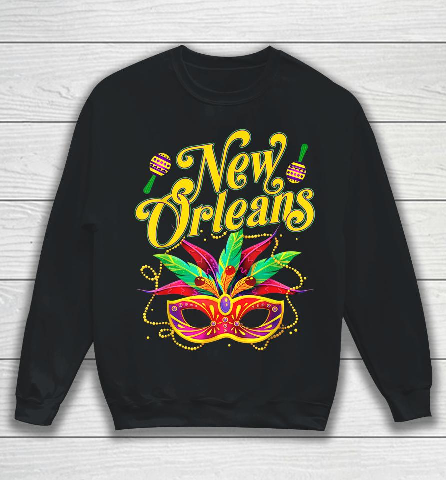 New Orleans Mardi Gras Souvenir Mask Women Carnival Sweatshirt