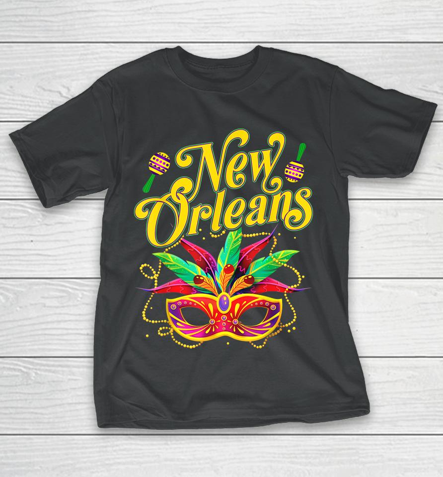 New Orleans Mardi Gras Souvenir Mask Women Carnival T-Shirt