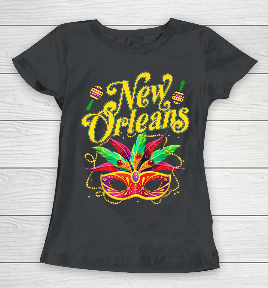 New Orleans Mardi Gras Souvenir Mask Women Carnival Women T-Shirt