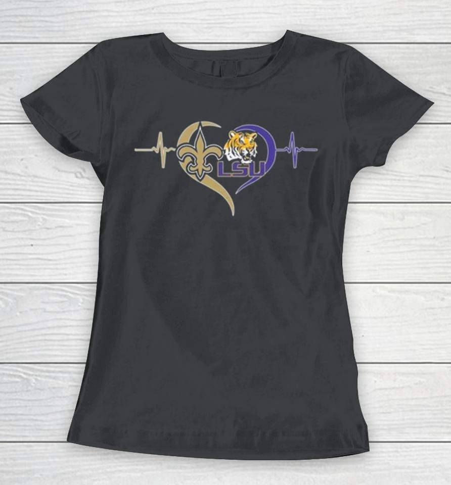 New Orleans Saints And Lsu Tigers Logo Love Women T-Shirt