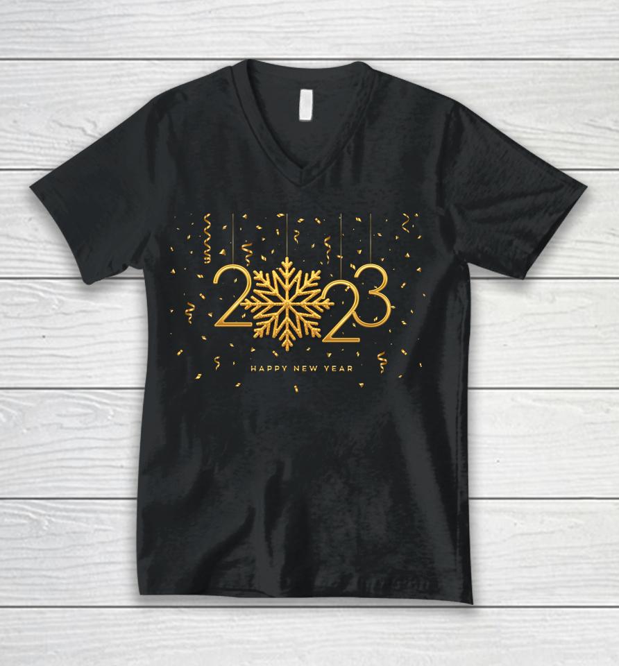 New Years Eve Party Supplies 2023 Happy New Year Confetti Unisex V-Neck T-Shirt