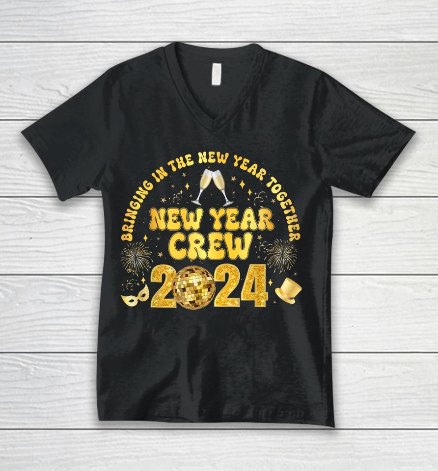 New Years Eve Party Supplies 2024 Happy New Year Fireworks Unisex V-Neck T-Shirt