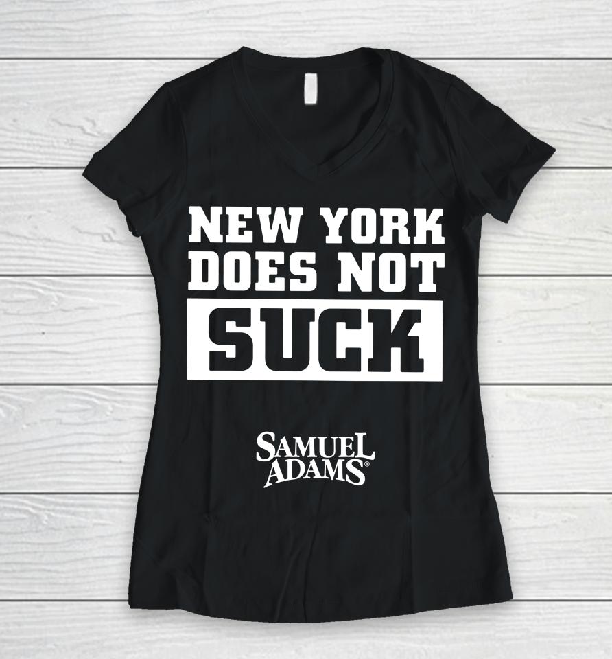 New York Does Not Suck Samuel Adamss Women V-Neck T-Shirt