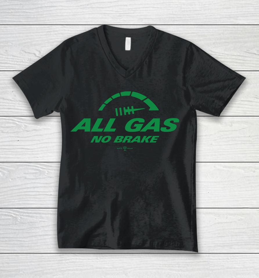 New York Football All Gas No Brake Unisex V-Neck T-Shirt