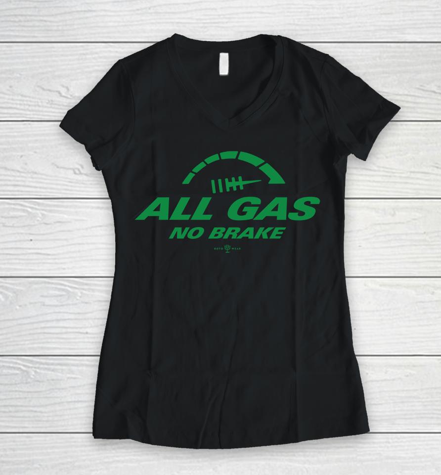 New York Football All Gas No Brake Women V-Neck T-Shirt