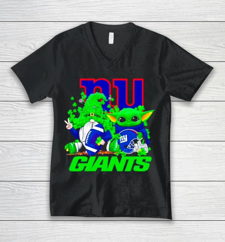 New York Giants Baby Yoda Happy St.patrick’s Day Shamrock Unisex V-Neck T-Shirt