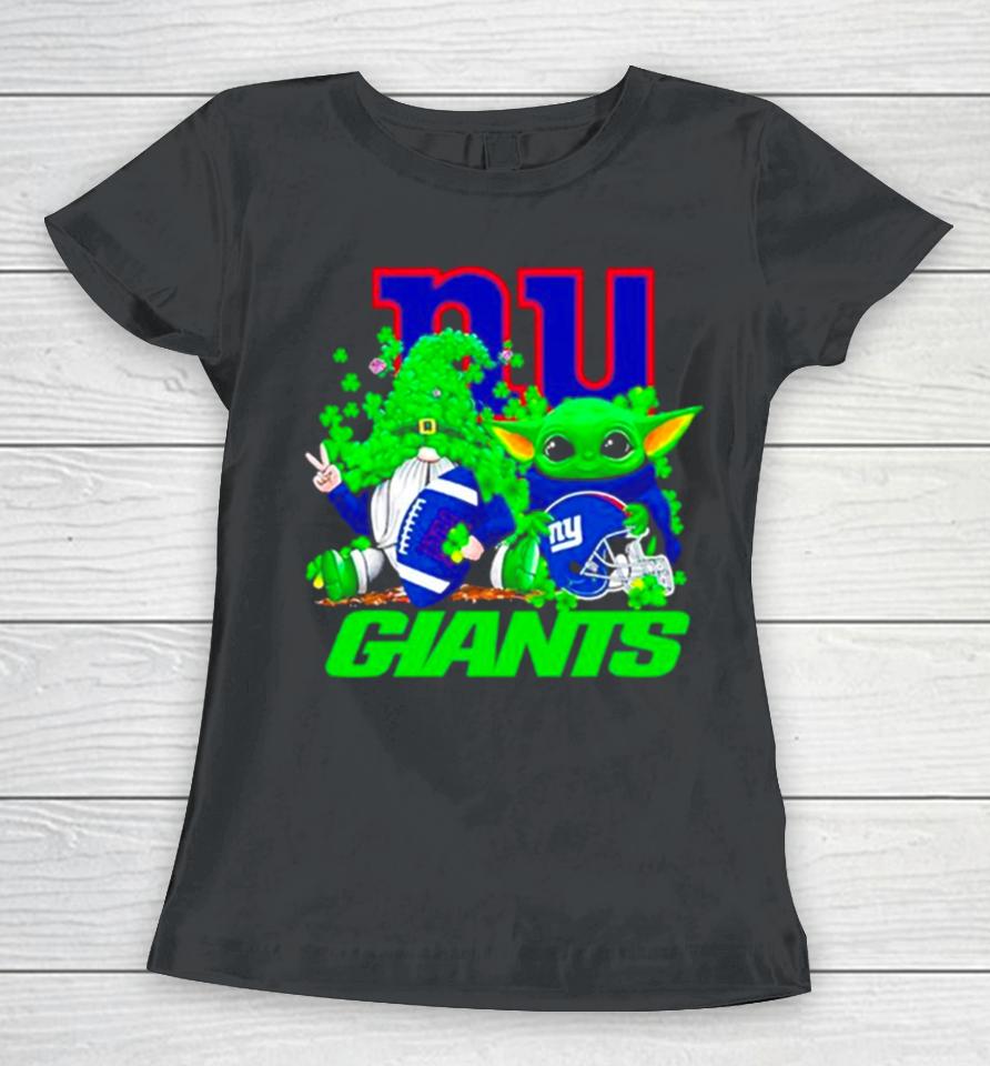 New York Giants Baby Yoda Happy St.patrick’s Day Shamrock Women T-Shirt