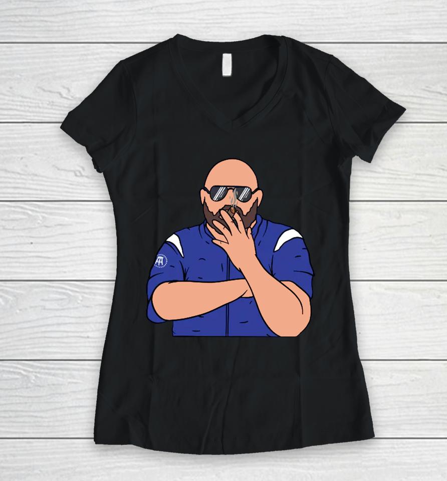 New York Giants Brian Daboll Cigar Women V-Neck T-Shirt