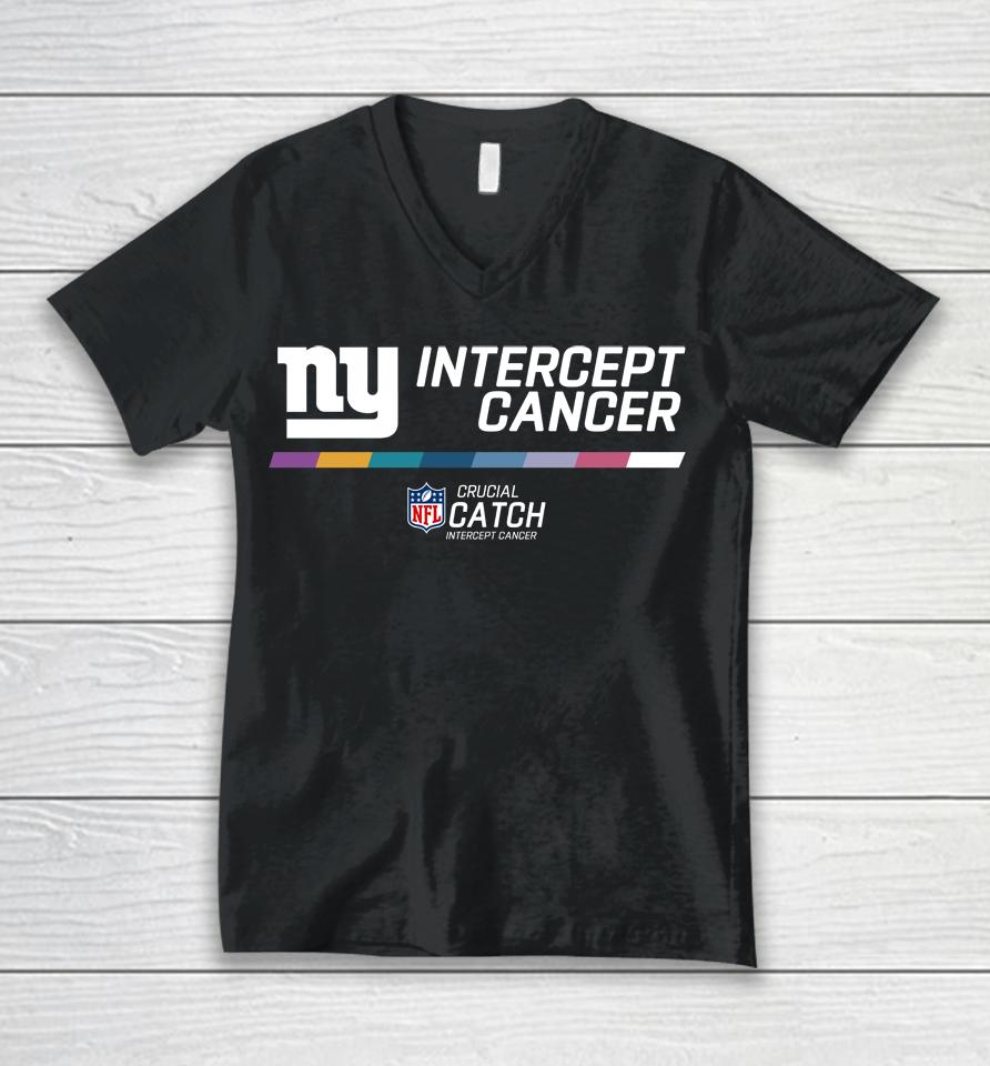 New York Giants Intercept Cancer 2022 Nfl Crucial Catch Unisex V-Neck T-Shirt