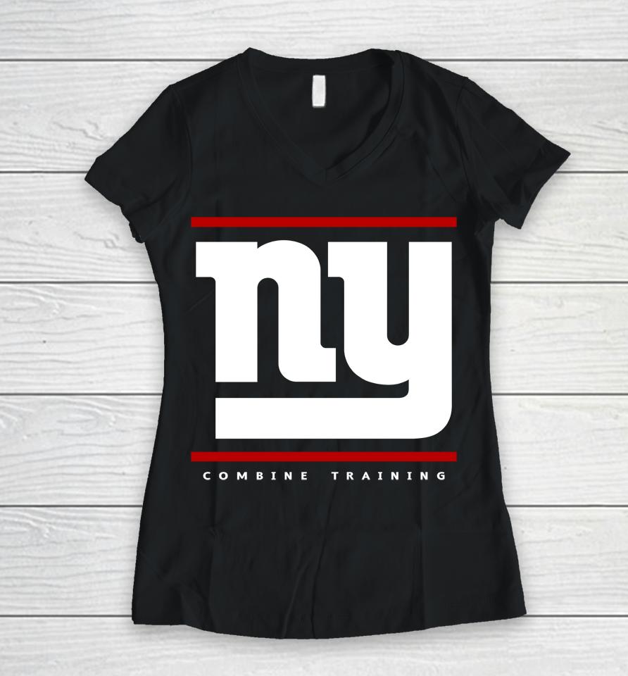 New York Giants New Era Combine Training Split Defense Women V-Neck T-Shirt