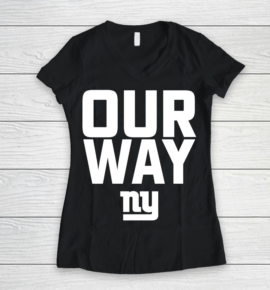 New York Giants Our Way Women V-Neck T-Shirt