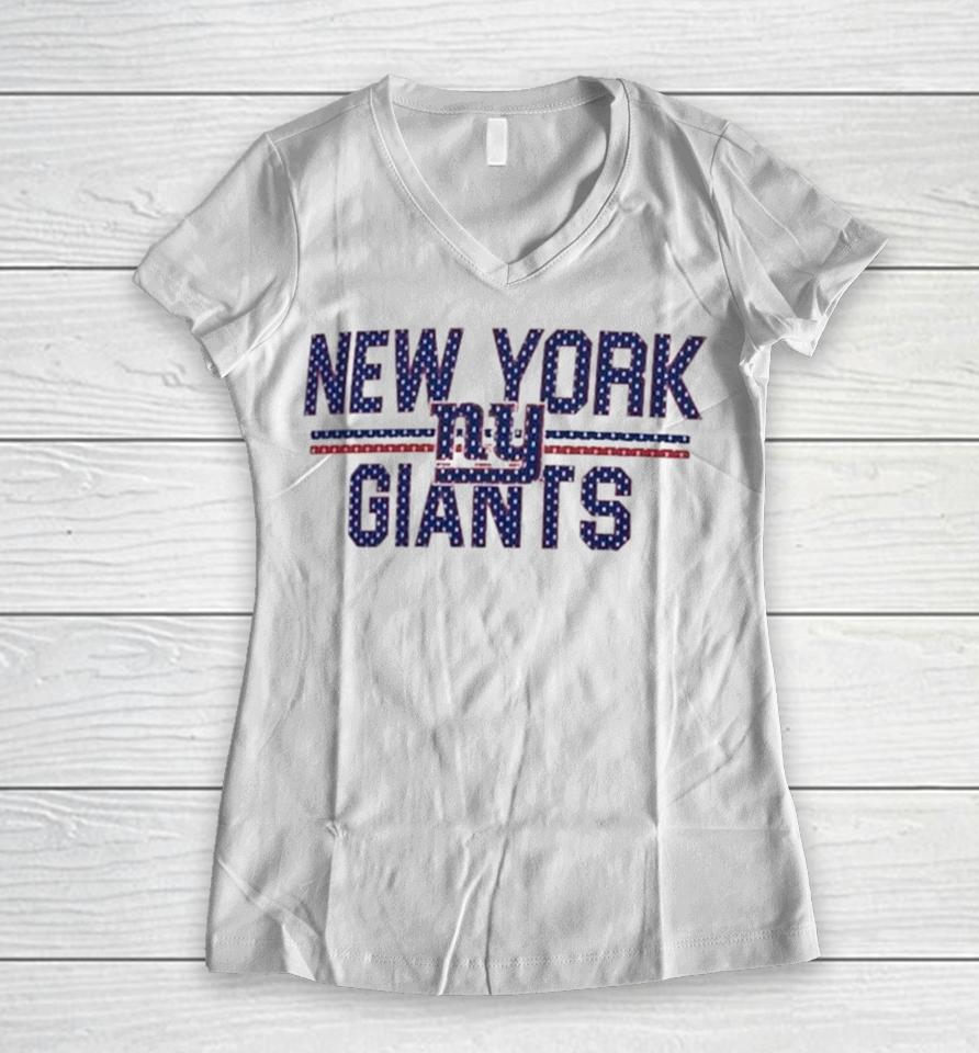 New York Giants Starter Mesh Team Graphic Women V-Neck T-Shirt