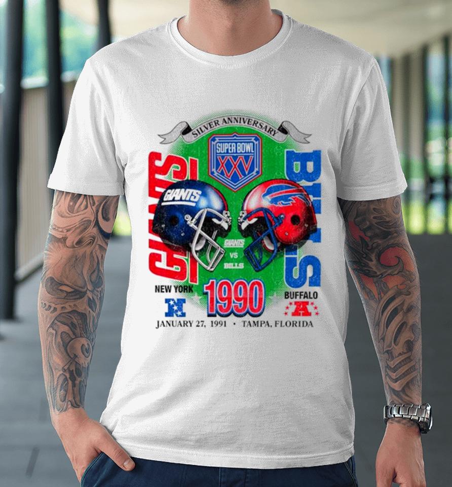 New York Giants Vs Buffalo Bills 1990 Dueling Super Bowl ’47 Franklin Premium T-Shirt