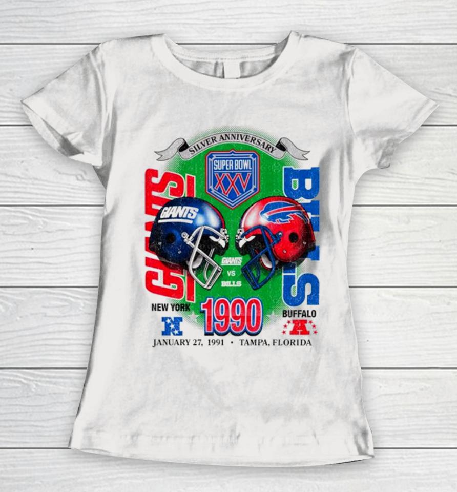 New York Giants Vs Buffalo Bills 1990 Dueling Super Bowl ’47 Franklin Women T-Shirt