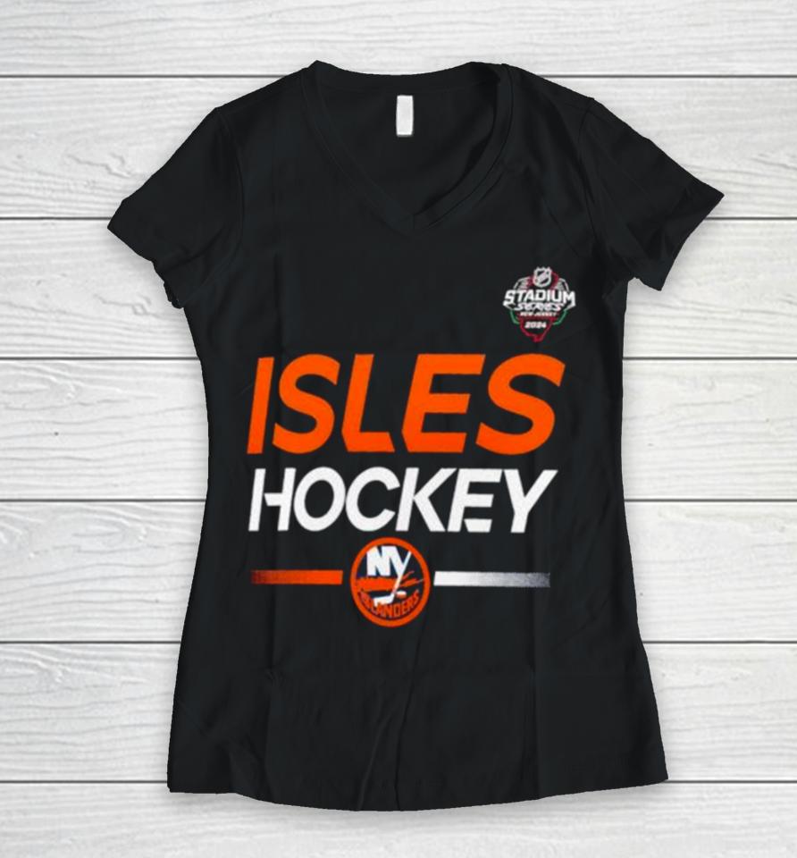 New York Islanders 2024 Nhl Stadium Series Pro Women V-Neck T-Shirt