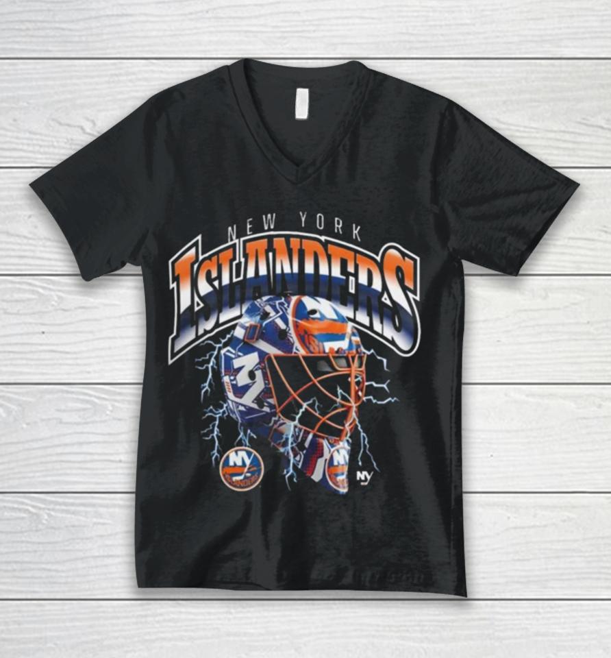 New York Islanders Crease Lightning Unisex V-Neck T-Shirt