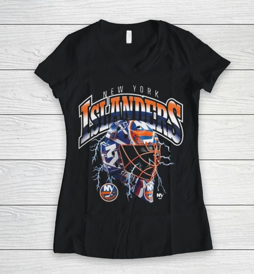 New York Islanders Crease Lightning Women V-Neck T-Shirt