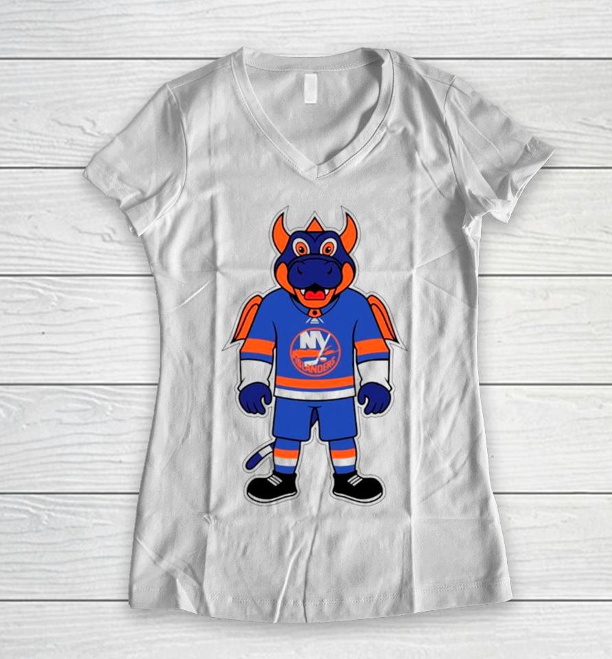 New York Islanders Mascot Hockey Nhl Women V-Neck T-Shirt