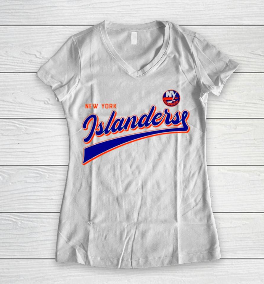 New York Islanders Nhl Logo Women V-Neck T-Shirt