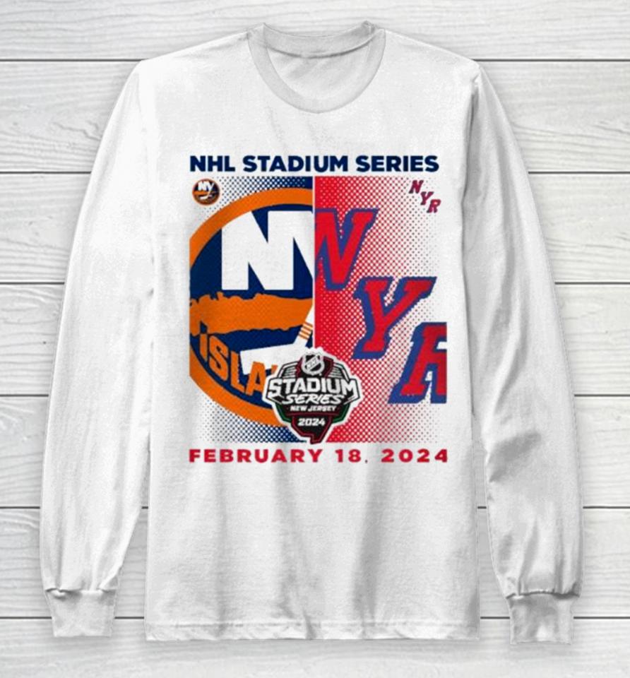 New York Islanders Vs. New York Rangers 2024 Nhl Stadium Series Matchup Logo Long Sleeve T-Shirt
